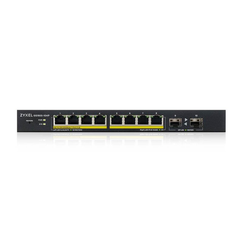 GS1900-10HP V2 8-PORT GBE L2 POE SMART SWITCH + 2 SFP SLOTS
