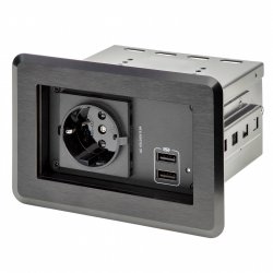 StarTech.com Conference Table Power Center with 1x CE Certified Schuko AC Outlet & 2x USB BC 1.2 - Recessed In-Table/Des