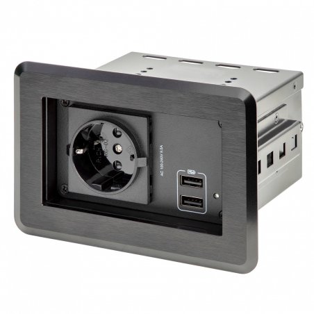 StarTech.com Conference Table Power Center with 1x CE Certified Schuko AC Outlet & 2x USB BC 1.2 - Recessed In-Table/Des