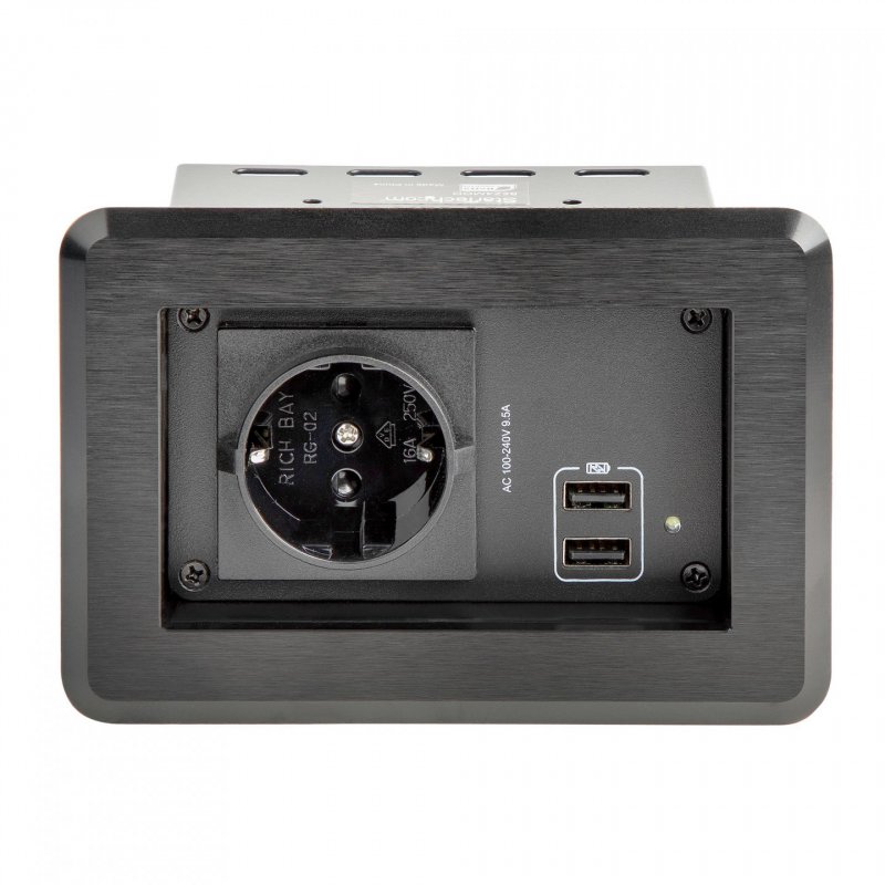 StarTech.com Conference Table Power Center with 1x CE Certified Schuko AC Outlet & 2x USB BC 1.2 - Recessed In-Table/Des