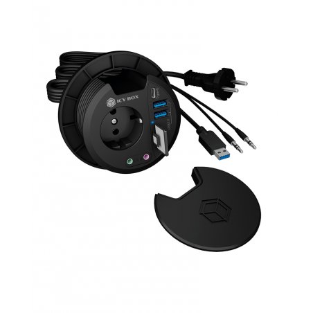 ICY BOX IB-HUB1430-CR prise de courant Noir