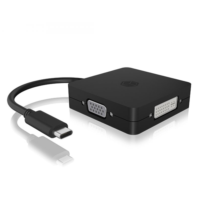 ICY BOX IB-DK1104-C 0.15 m USB Type-C DVI + VGA + DisplayPort + HDMI Black