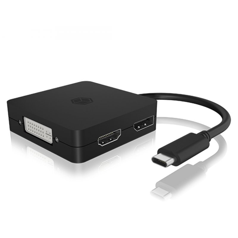 ICY BOX IB-DK1104-C 0.15 m USB Type-C DVI + VGA + DisplayPort + HDMI Black