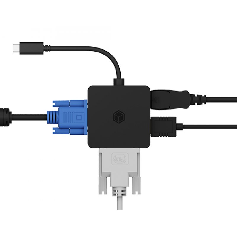 ICY BOX IB-DK1104-C 0.15 m USB Type-C DVI + VGA + DisplayPort + HDMI Black