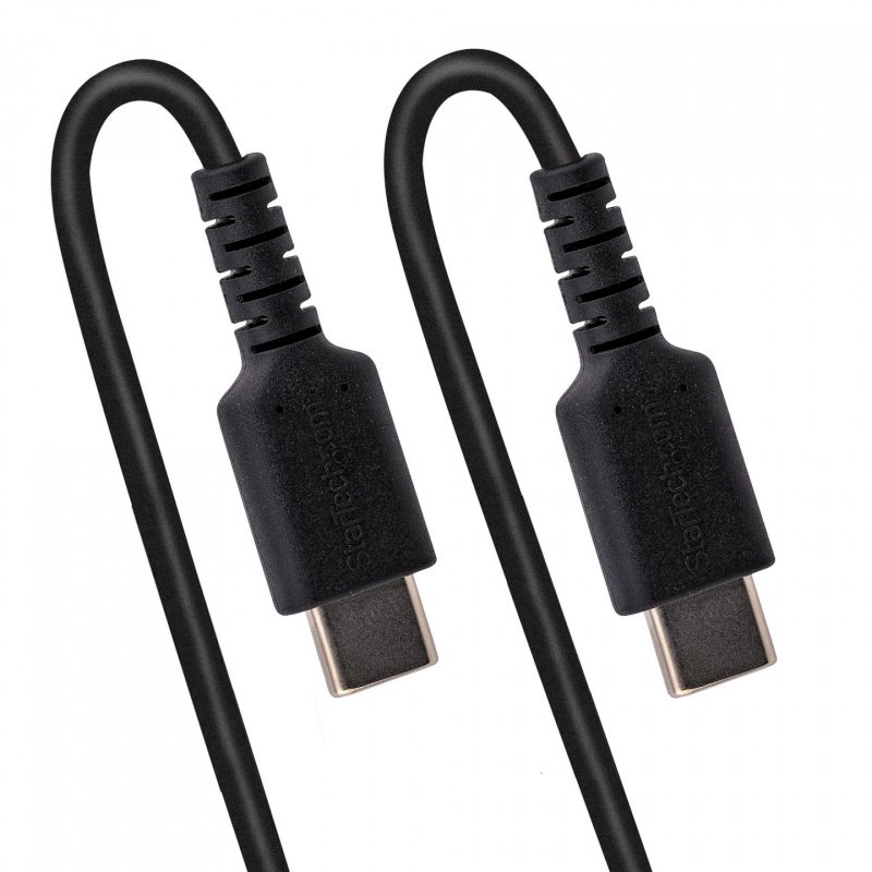 StarTech.com Câble de Charge USB-C de 1m - Adaptateur USB-C vers USB-C Enroulé à Usage Intesif - Câble Thunderbolt 3