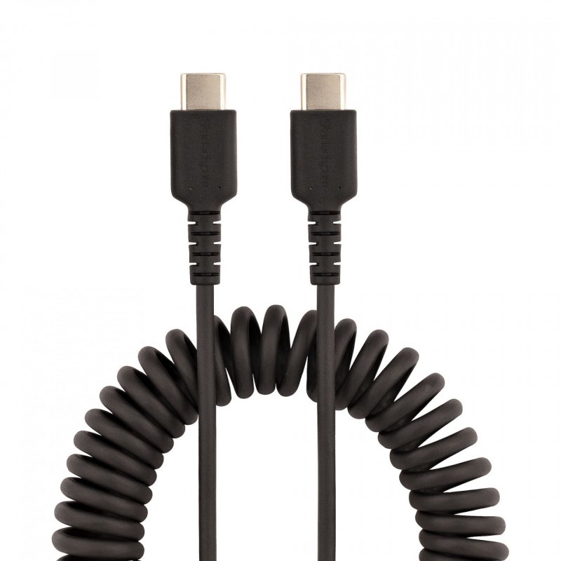 StarTech.com Câble de Charge USB-C de 50cm - Adaptateur USB-C vers USB-C Enroulé à Usage Intesif - Câble Thunderbolt