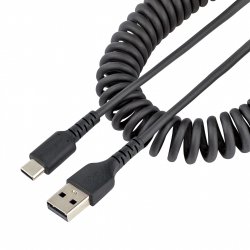 StarTech.com 1m USB A to C Charging Cable, Coiled Heavy Duty Fast Charge & Sync, High Quality USB 2.0 A to USB Type-C Ca