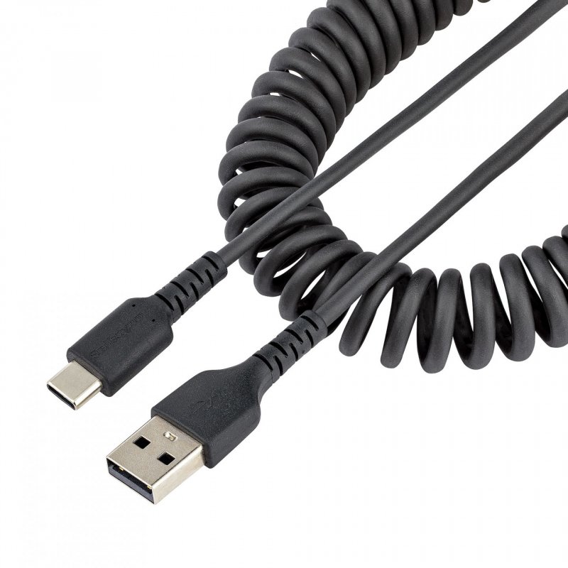 3ft USB A to C Charging Cable Coiled M/M