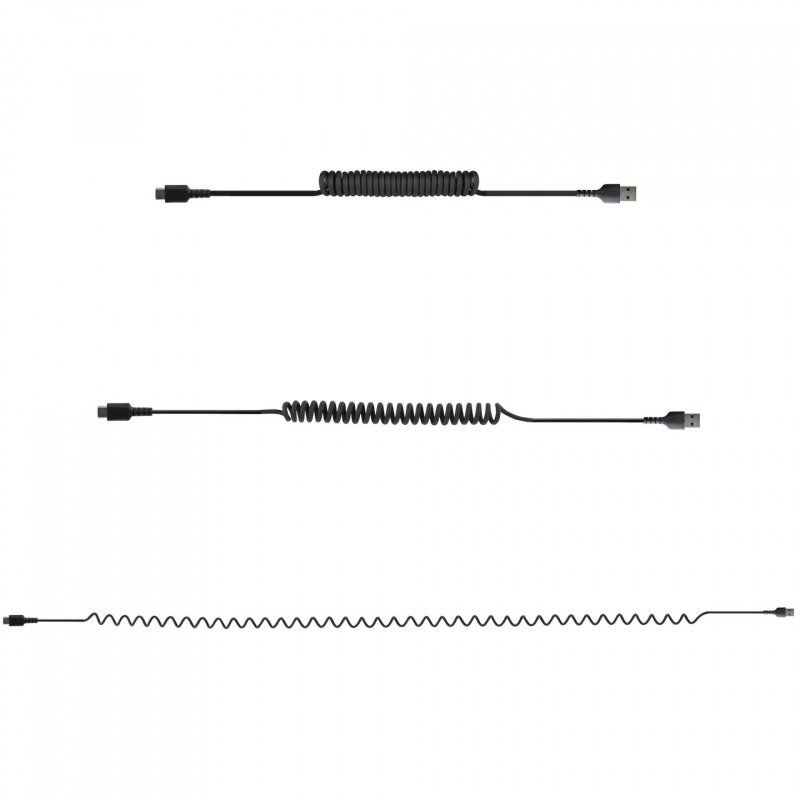 StarTech.com Câble USB vers USB-C de 1m - Cordon USB USB-C Enroulé à Usage Intensif - Câble USB-A vers USB-C en Fibr