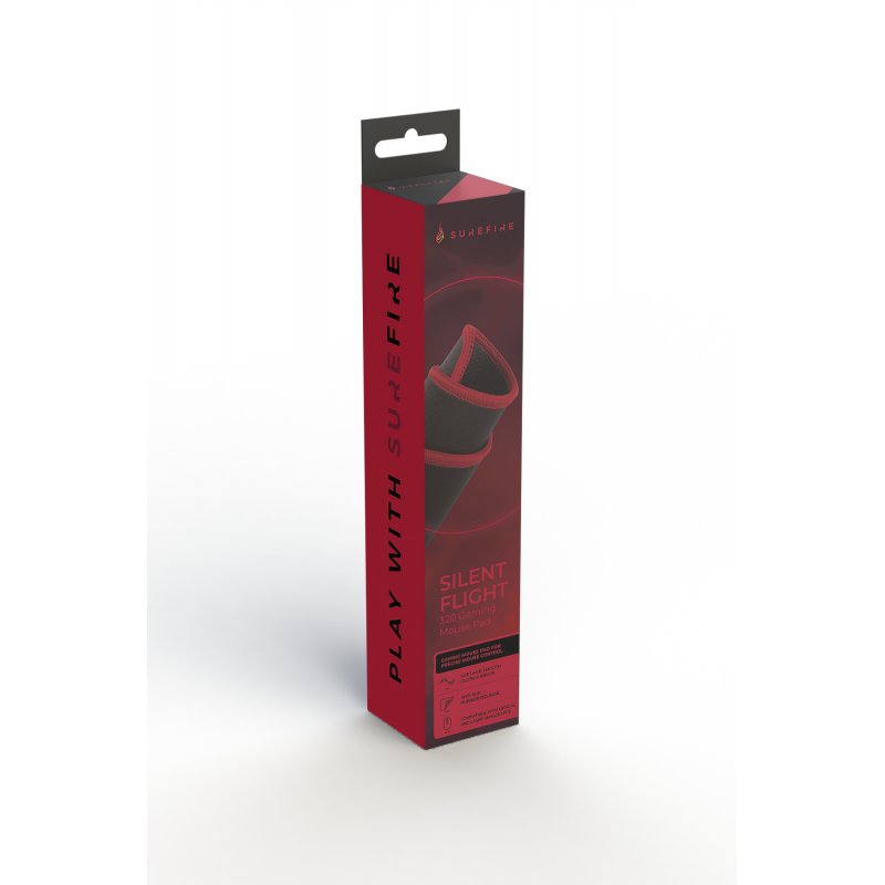 SureFire Silent Flight 320 Tapis de souris de jeu Noir, Rouge