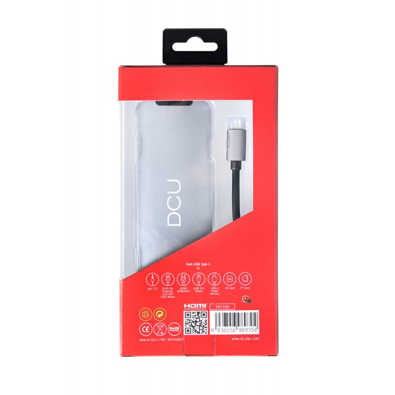 DCU Advance Tecnologic 391166 hub & concentrateur USB Type-C 1000 Mbit/s Gris