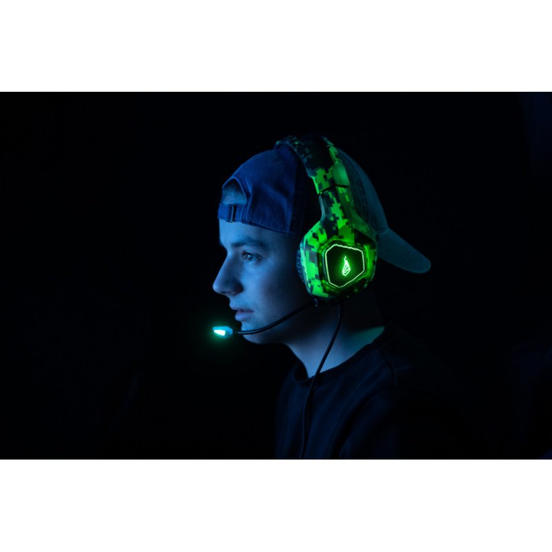 SureFire Skirmish Casque Avec fil Arceau Jouer USB Type-A Noir, Camouflage, Vert