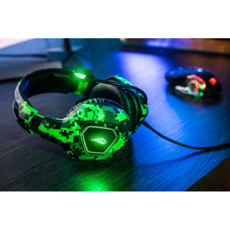 SureFire Skirmish Casque Avec fil Arceau Jouer USB Type-A Noir, Camouflage, Vert