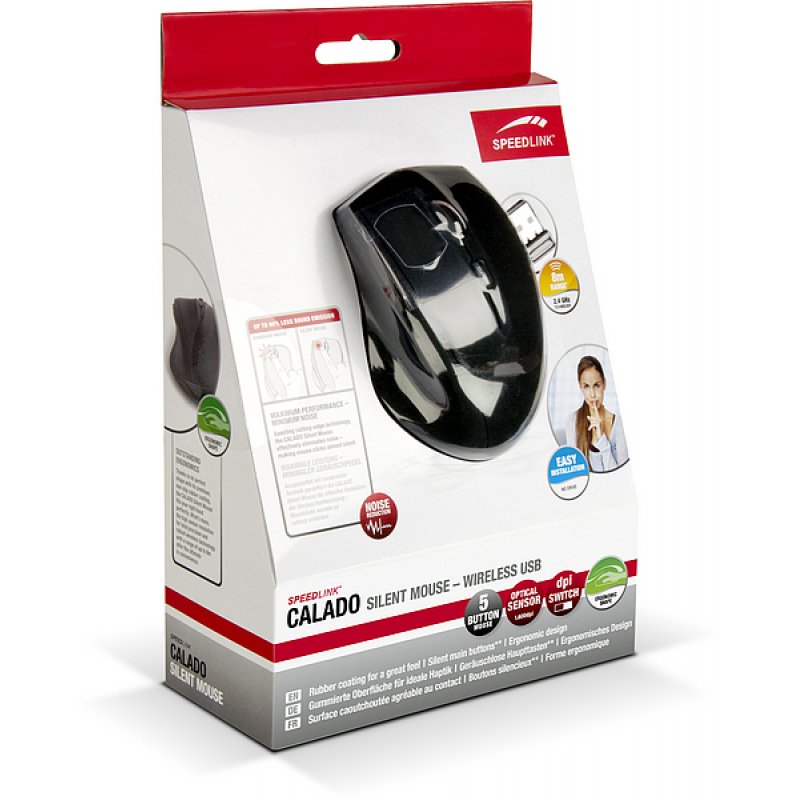 Speedlink Calado Silent Wireless Mouse with USB Nano Receiver - Black (SL-6343-RRBK)