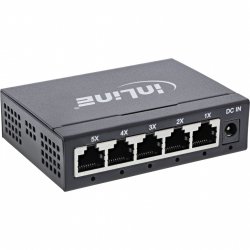 InLine Gigabit network switch 5-port, 1Gb/s, desktop, metal housing, fanless