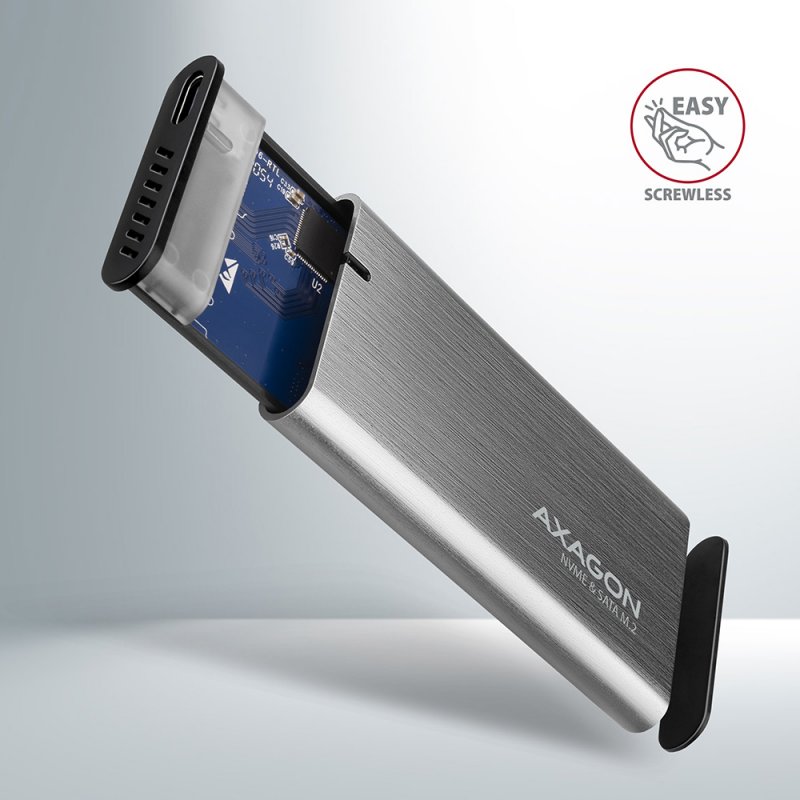 AXAGON EEM2-SG2 externes Gehäuse für M.2 SSDs USB-C 3.2 Gen 2 - silber