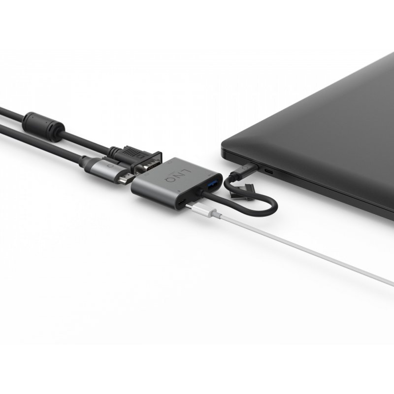 LINQ byELEMENTS LQ48001 station d'accueil USB 3.2 Gen 1 (3.1 Gen 1) Type-C Noir, Gris
