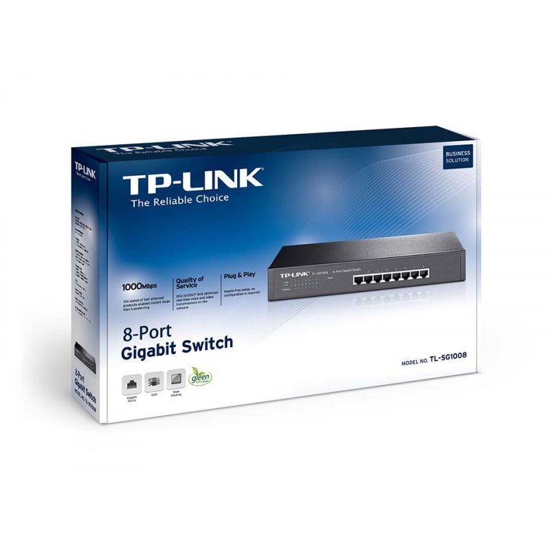 TP-Link TL-SG1008 Non-géré Gigabit Ethernet (10/100/1000) 1U Noir