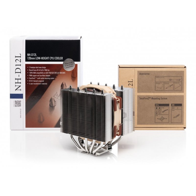 Noctua NH-D12L computer cooling system Processor Air cooler Aluminium, Beige, Brown