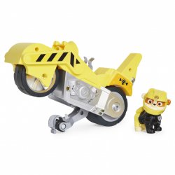 PAW Patrol , Moto Pups Rubble’s Deluxe Pull Back Motorcycle Vehicle with Wheelie Feature and Figure