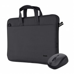 Sacoche Ordinateur Portable Trust Bologna 16" max + Souris sans fil Yvi+ (Noir)