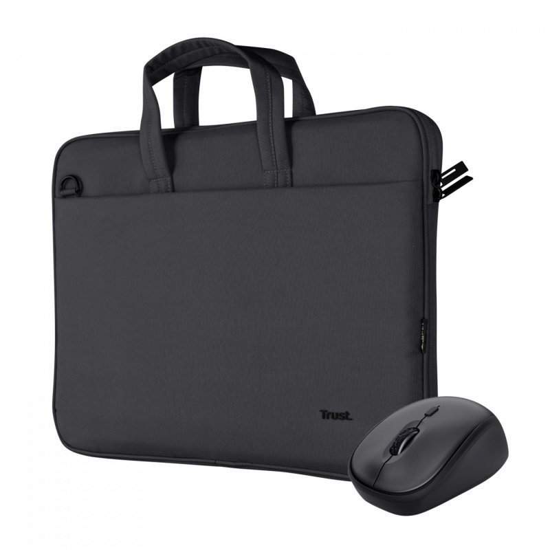 Sacoche Ordinateur Portable Trust Bologna 16" max + Souris sans fil Yvi+ (Noir)