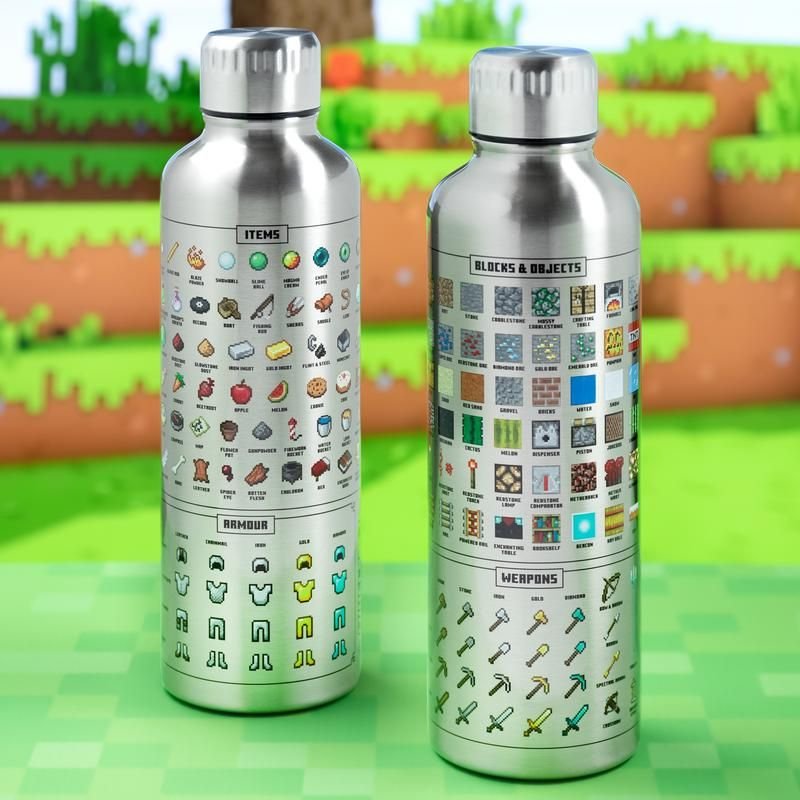 Paladone Minecraft Metal Water Bottle Utilisation quotidienne 500 ml Acier inoxydable
