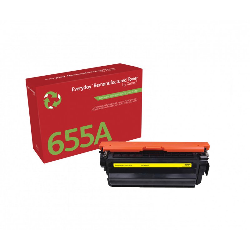 Everyday Remanufactured Yellow Toner by Xerox replaces HP 655A (CF452A), Standard Capacity