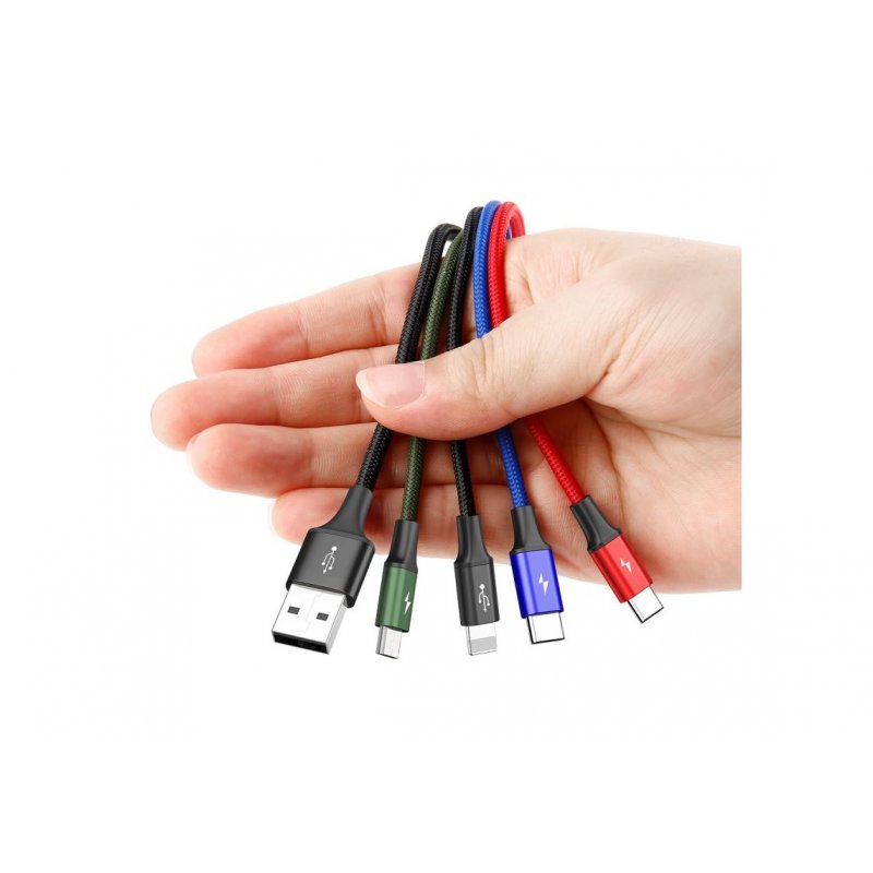 Baseus CA1T4-B01 mobile phone cable Black 1.2 m USB A Lightning + micro-USB B + USB C