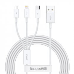 Baseus Cable Superior Series 3-in-1 Fast Charging Data Cable USB to M+L+C 3.5A 1.5m White (CAMLTYS-02)