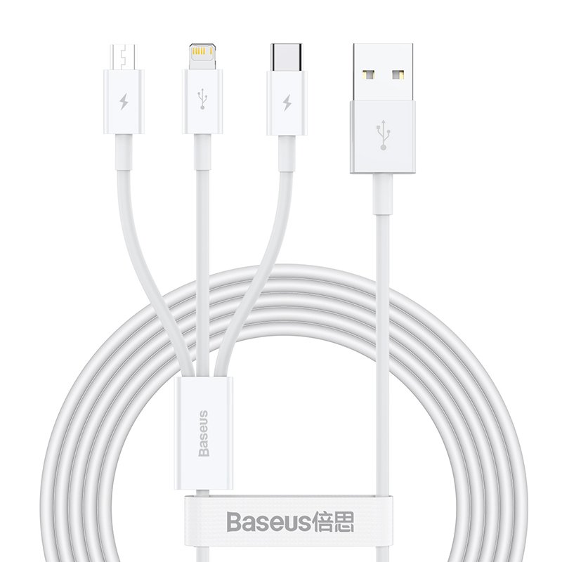 Baseus Superior câble USB 1,5 m USB 2.0 USB A USB C.Micro USB A/Lightning Blanc