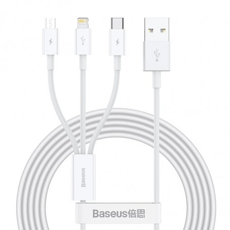 Baseus Superior câble USB 1,5 m USB 2.0 USB A USB C.Micro USB A/Lightning Blanc