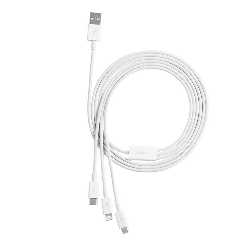 Baseus Superior câble USB 1,5 m USB 2.0 USB A USB C.Micro USB A/Lightning Blanc