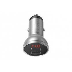 Baseus Car Charger Digital Display Dual USB 4.8A 24W Silver (CCBX-0S)