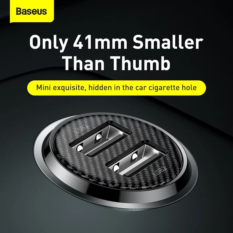 Baseus Car Charger Grain Pro Dual USB 4.8A Black (CCALLP-01)