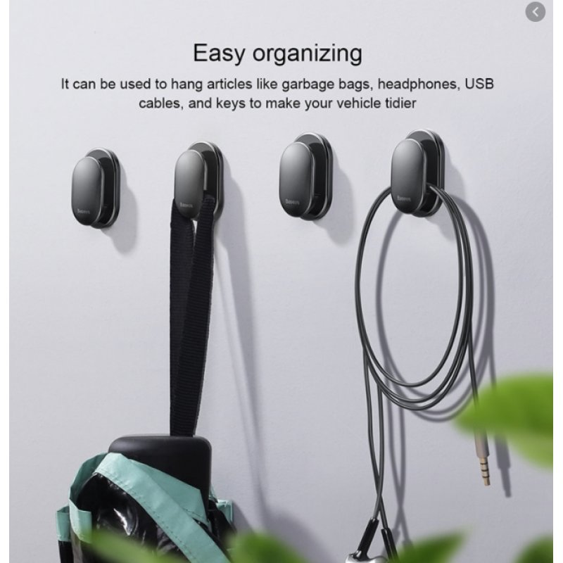 Baseus ACGGBK-01 home storage hook Indoor & outdoor Universal hook Black 4 pc(s)