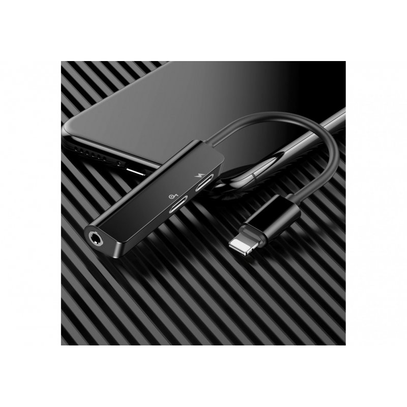 Baseus L52 Male 3-in-1 câble de téléphone portable Noir Lightning Lightning, 3.5mm