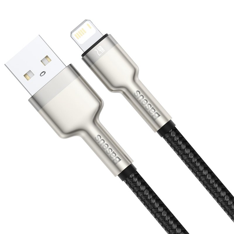 Baseus Lightning Cafule Series Metal data cable 2.4A 1m Black (CALJK-A01)