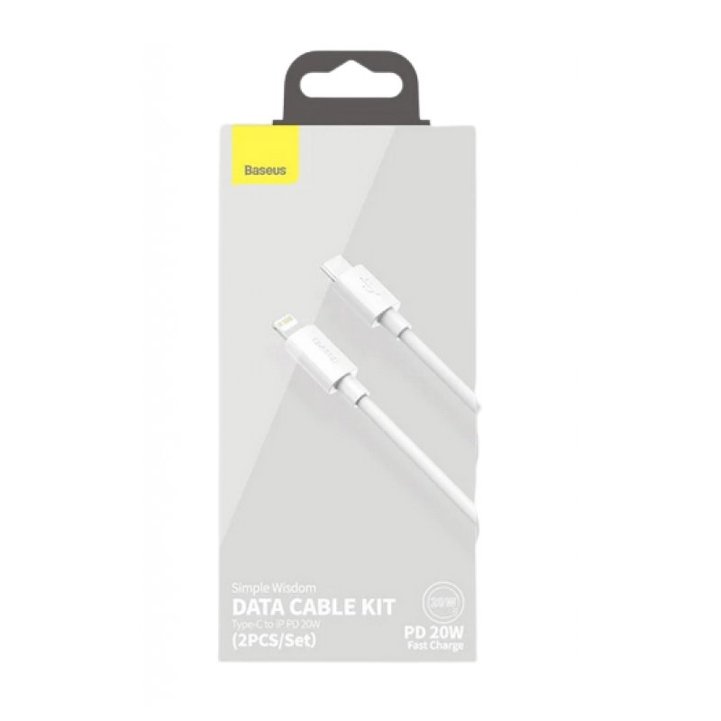 Baseus Lightning Simple Wisdom cable (2pcs/set) PD 20W 5A 1.5m White (TZCATLZJ-02)