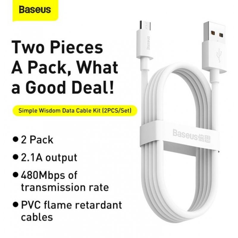 Baseus TZCAMZJ-02 USB cable 1.5 m USB A Micro-USB B White