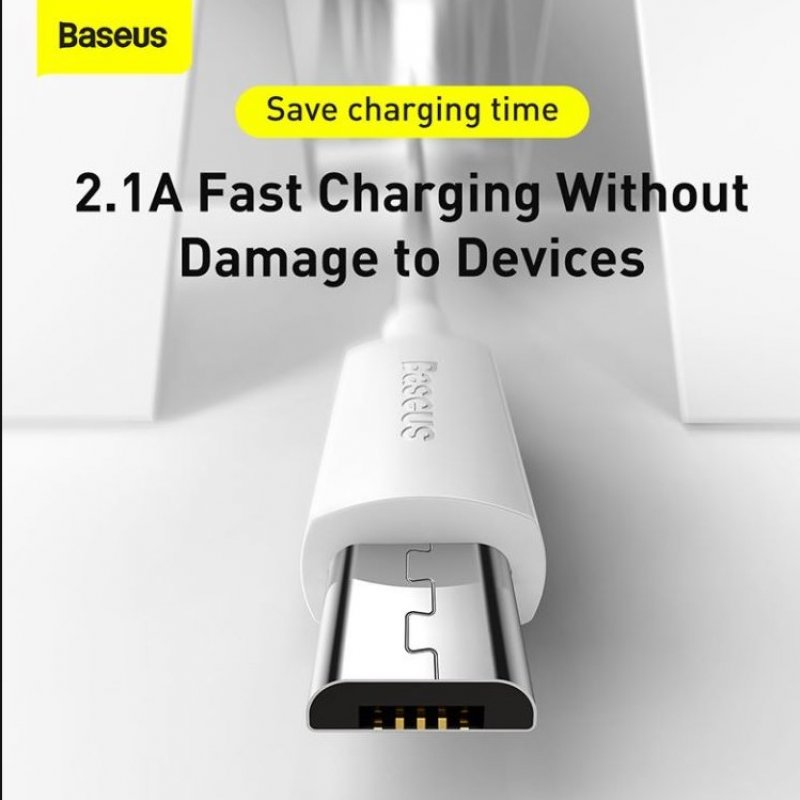 Baseus Micro USB Simple Wisdom cable (2pcs/set) 2.1A 1.5m White (TZCAMZJ-02)