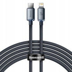 Baseus Type-C - Lightning cable, Crystal Shine Series Fast Charging Data Cable 20W 2m Black (CAJY000301)