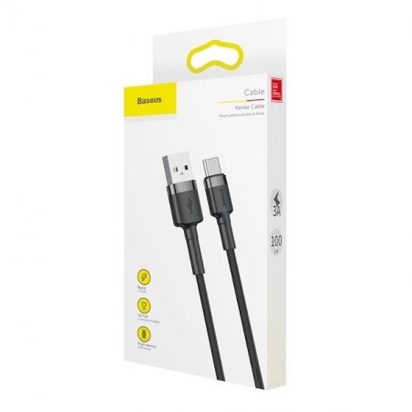 Baseus Type-C Cafule Cable 3A 1m Gray + Black (CATKLF-BG1)