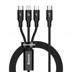 Baseus Rapid 3-in-1 câble USB 1,5 m USB A USB C.Micro USB A/Lightning Noir