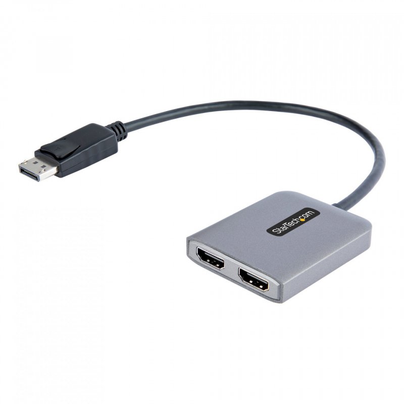 StarTech.com DP to Dual HDMI MST HUB - Dual HDMI 4K 60Hz - DisplayPort Multi Monitor Adapter with 1ft / 30cm cable - DP 