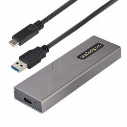 StarTech.com USB-C 10Gbps to M.2 NVMe or M.2 SATA SSD Enclosure - Tool-free External M.2 PCIe/SATA NGFF SSD Aluminum Cas