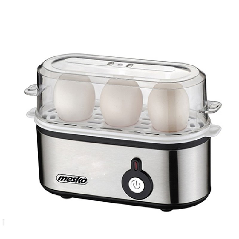 Mesko Home MS 4485 cuiseur d'oeufs 3 œufs 210 W Noir, Argent, Transparent