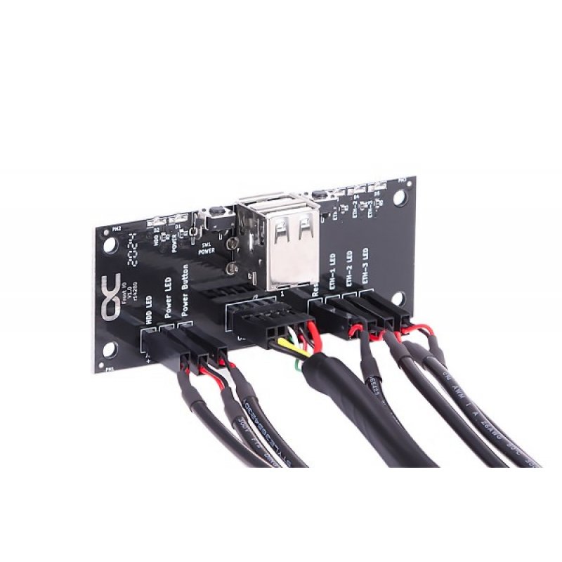 Alphacool Front I/O-Panel mit USB 2.0 und Kabelsatz für Servergehäuse