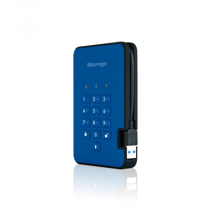 iStorage diskAshur2 256-bit 2TB SB 3.1 secure encrypted hard drive - Blue IS-DA2-256-2000-BE