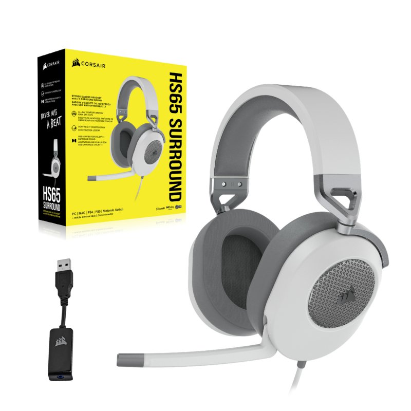 CORSAIR HS65 SURROUND Gaming BLANC